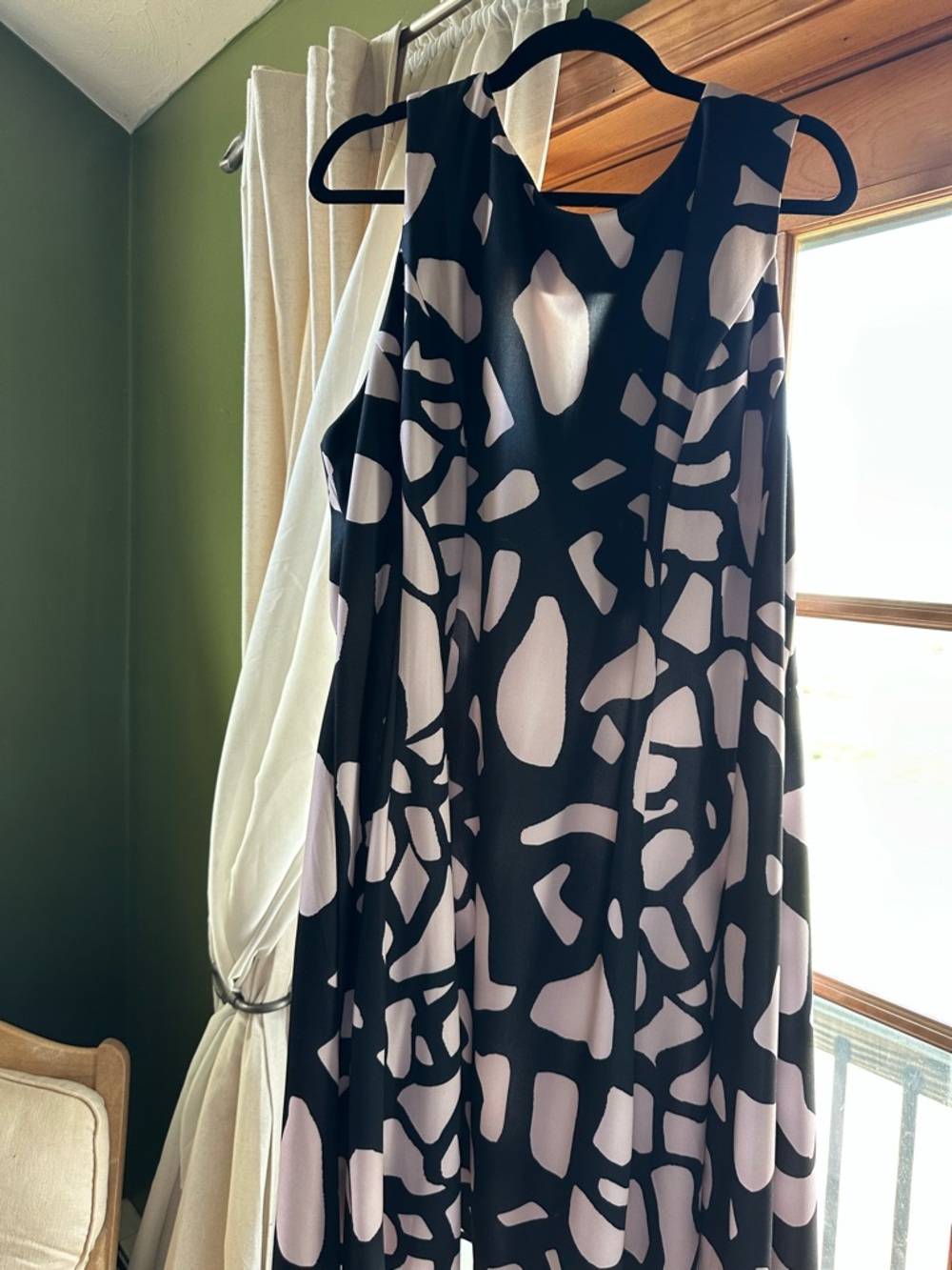 SLNY Black and Light Pink Abstract Maxi Dress